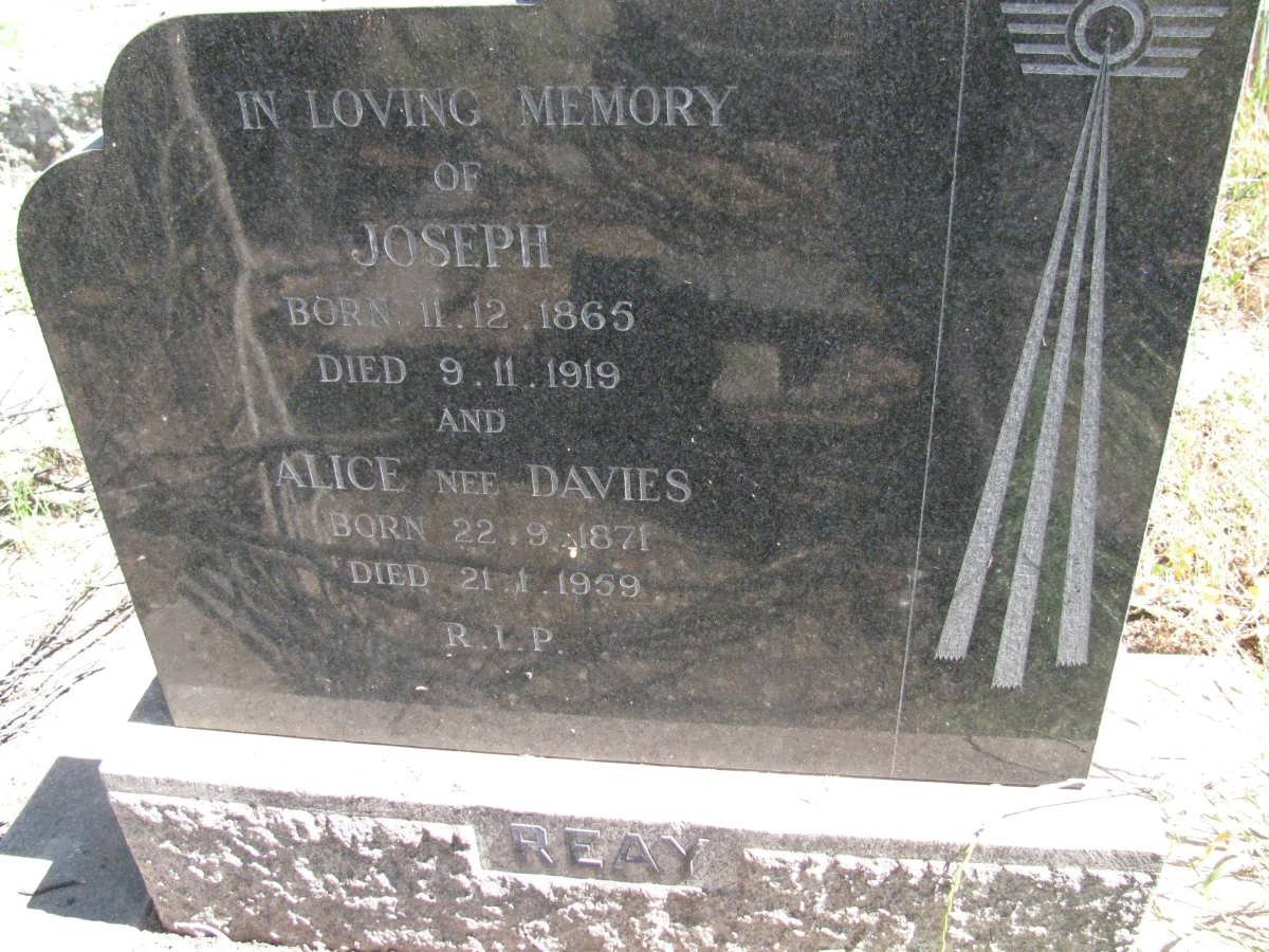 REAY Joseph 1865-1919 &amp; Alice DAVIES 1871-1959