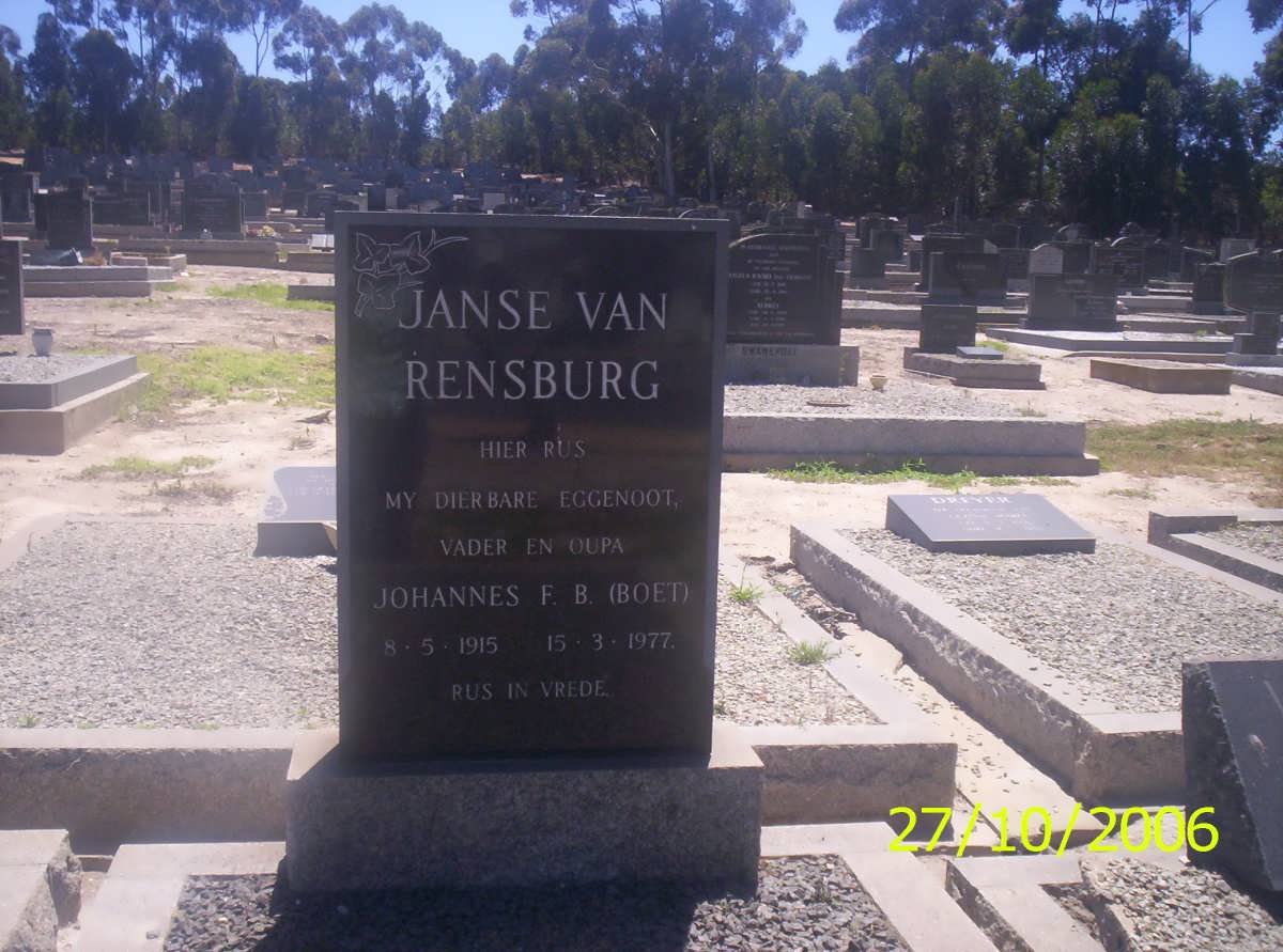 RENSBURG Johannes F.B., Janse van 1915-1977