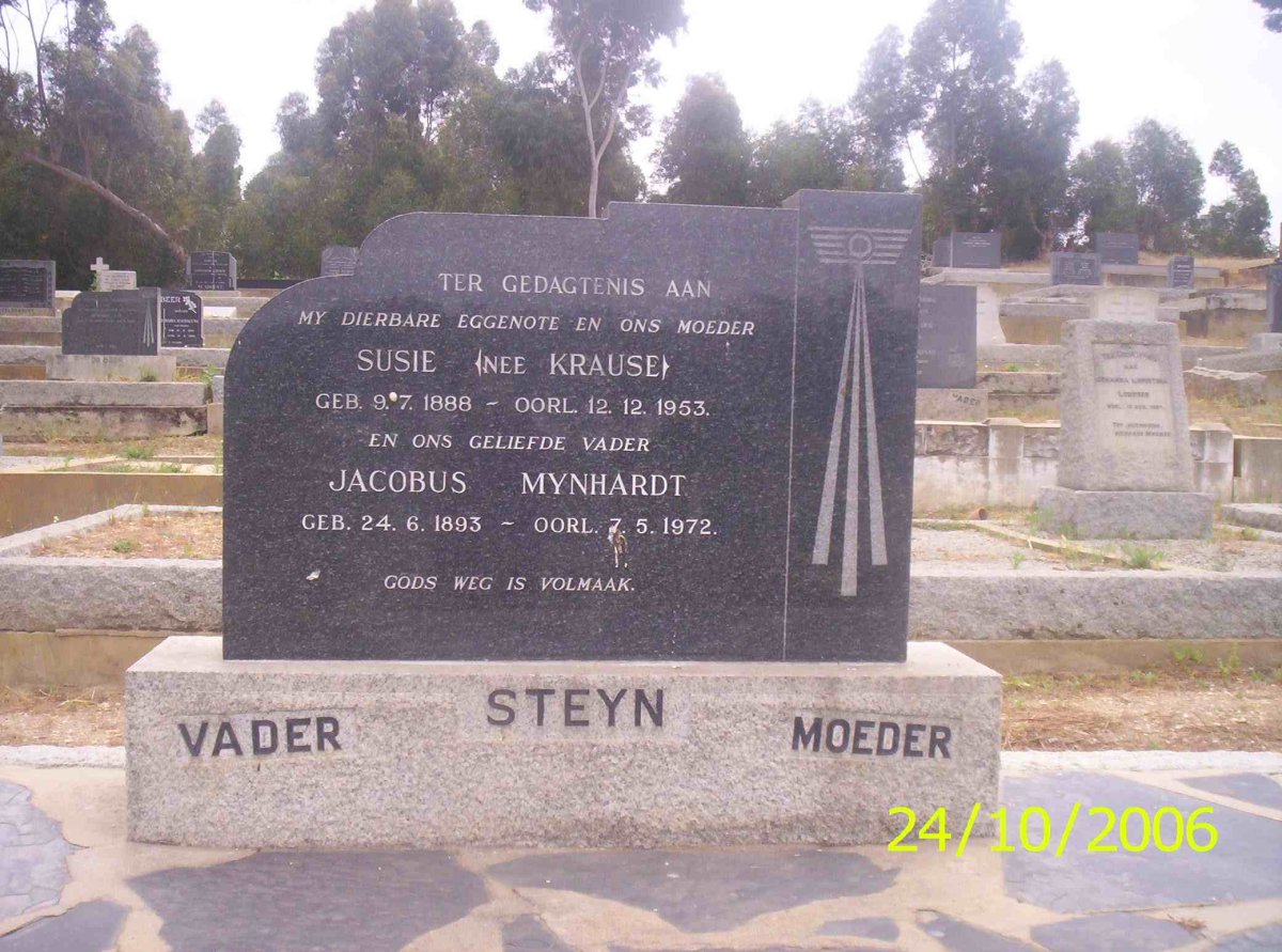STEYN Jacobus Mynhardt 1893-1972 &amp; Susie KRAUSE 1888-1953