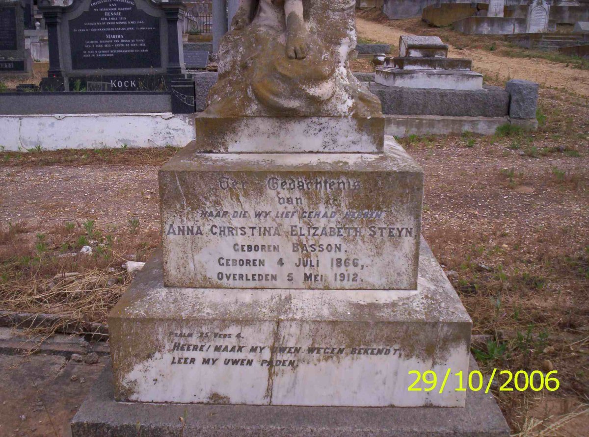 STEYN Anna Christina Elizabeth neé BASSON 1866-1912