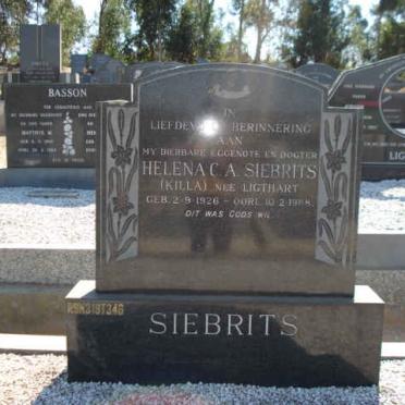 SIEBRITS Helena C. A. nee LIGTHART 1926-1988