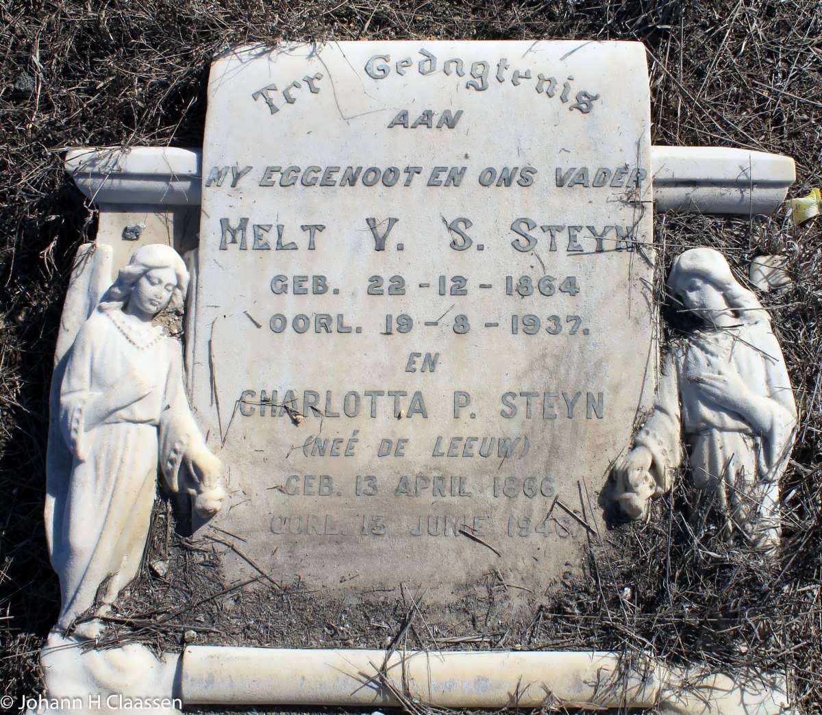 STEYN Melt V.S. 1864-1937 &amp; Charlotta P. DE LEEUW 1886-1946