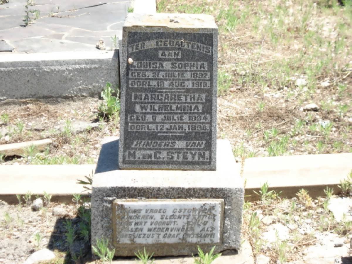 STEYN Louisa Sophia 1892-1910 &amp; Margaretha Wilhelmina 1894-1896