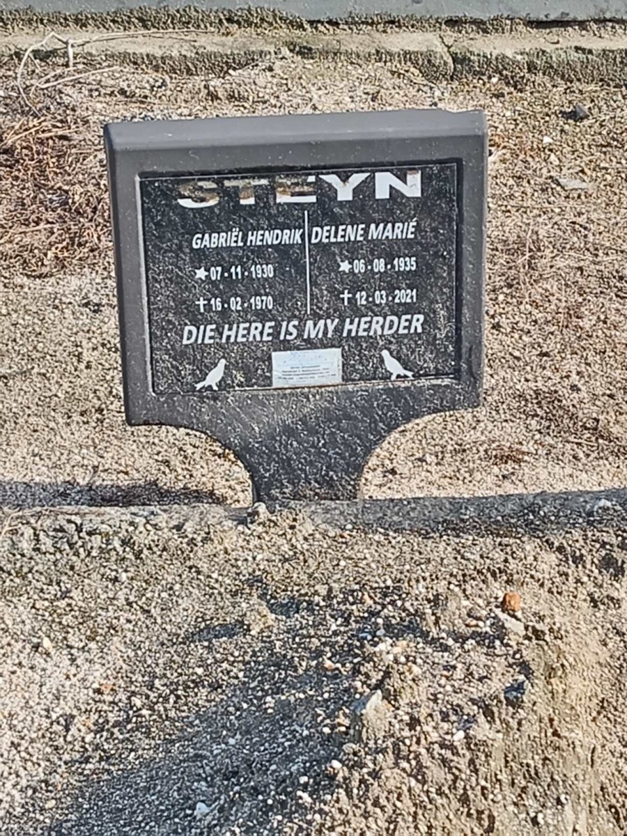 STEYN Gabriel Hendrik 1930-1970 &amp; Delene Marie 1935-2021