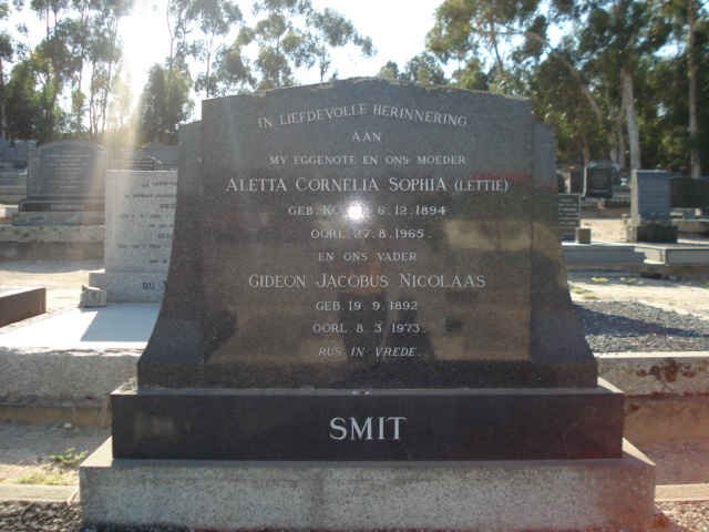SMIT Gideon Jacobus Nicolaas 1892-1973 &amp; Aletta Cornelia Sophia KOTZE 1894-1965