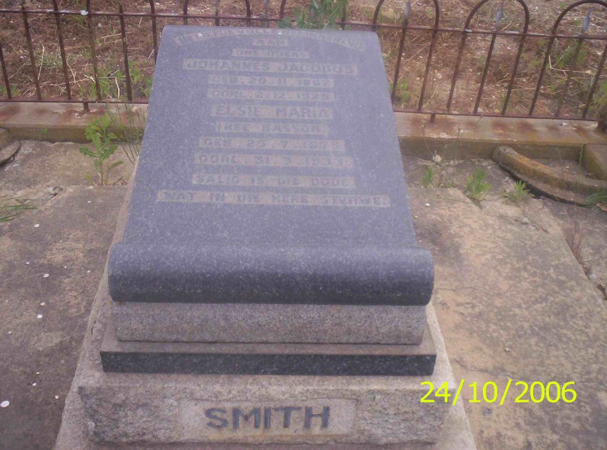 SMITH Johannes Jacobus 1862-1925 &amp; Elsie Maria BASSON 1875-1933