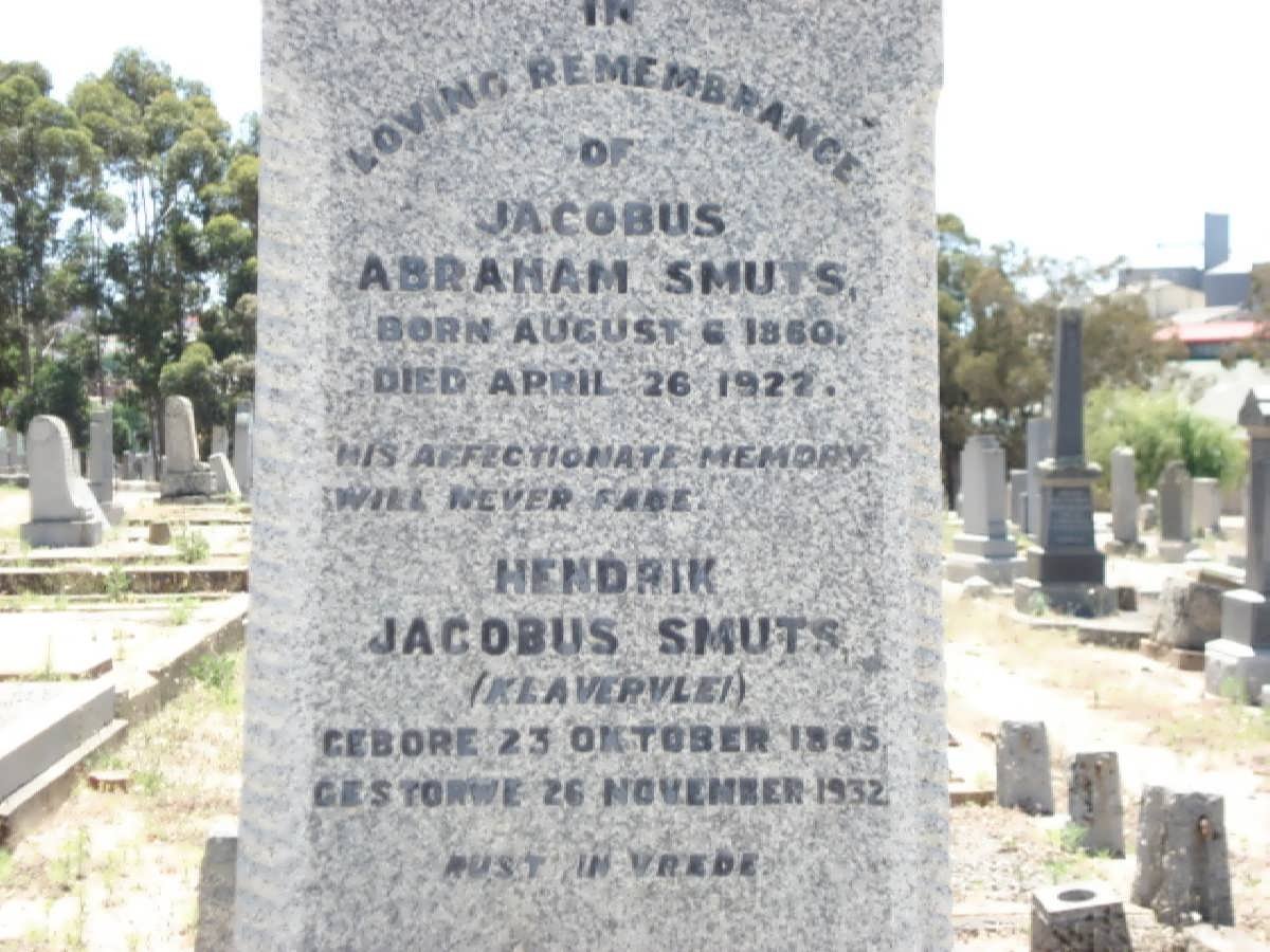 SMUTS Jacobus Abraham 1860-1922 :: SMUTS Hendrik Jacobus 1845-1932