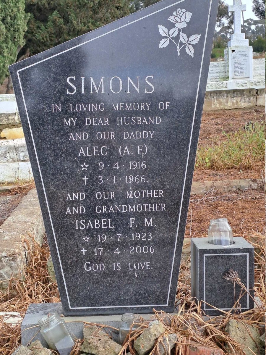 SIMONS A.F. 1916-1966 &amp; Isabel F.M. 1923-2006
