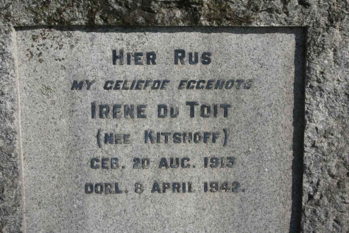 TOIT Irene, du nee KITSHOFF 1913-1942
