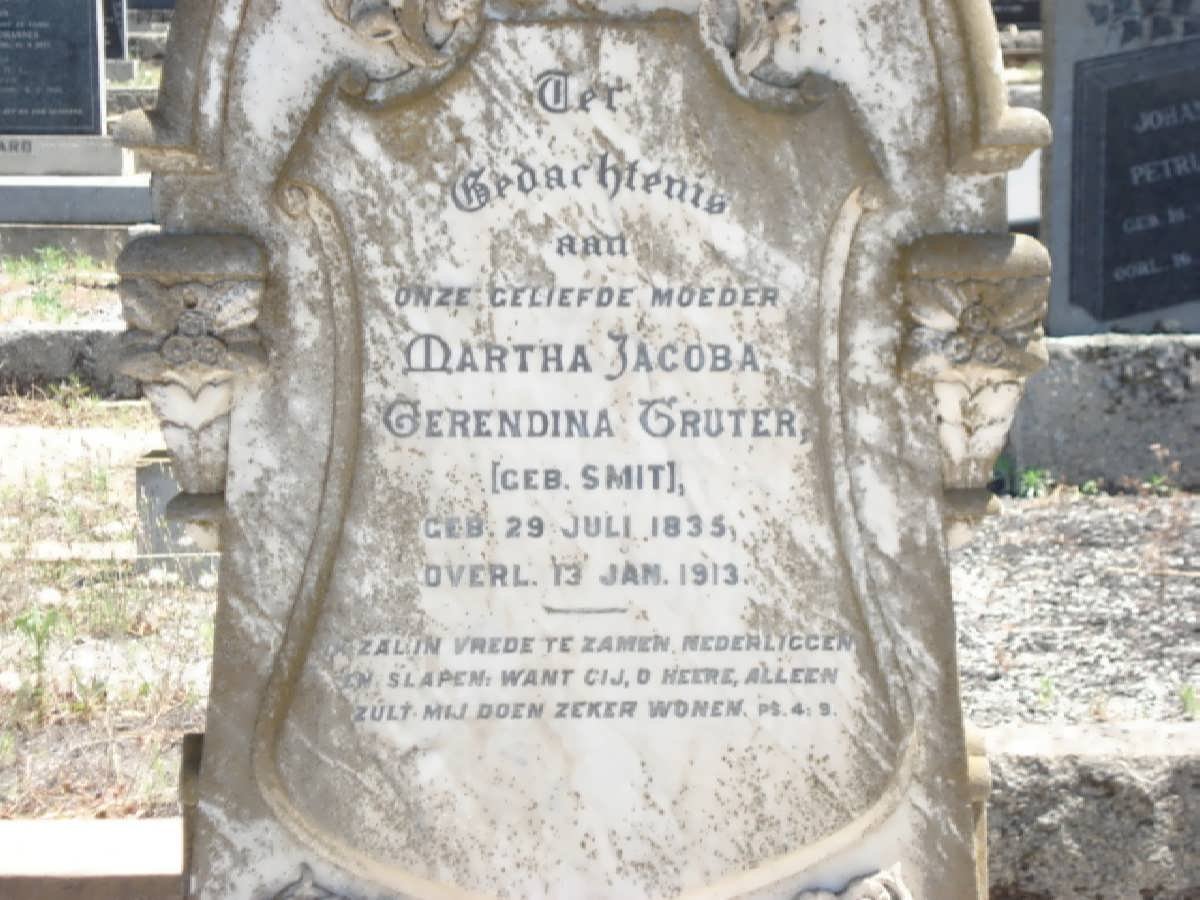 TRUTER Martha Jacoba Gerendina nee SMIT 1835-1913