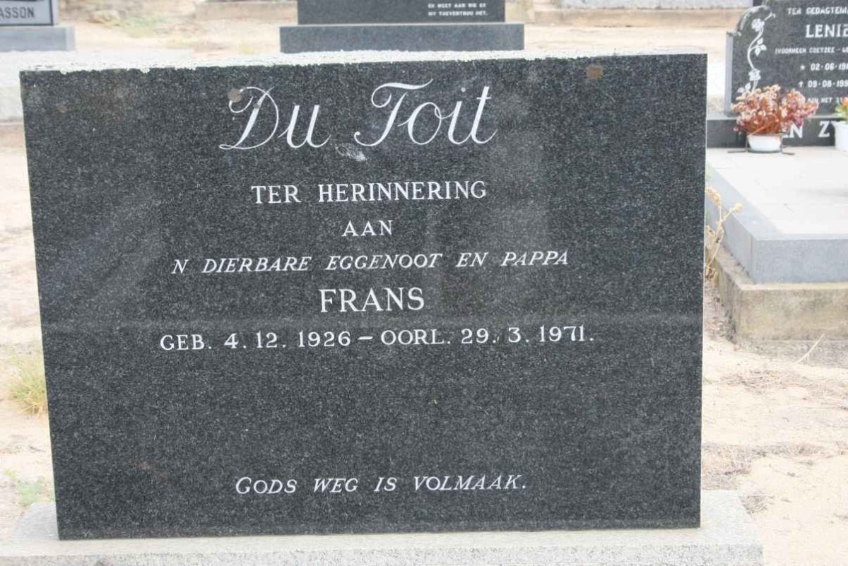 TOIT Frans, du 1926-1971