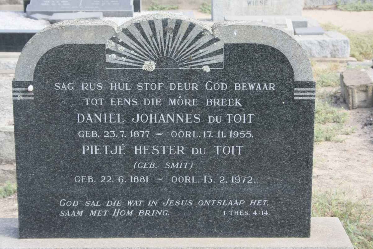 TOIT Daniel Johannes, du 1877-1955 &amp; Pietjé Hester SMIT 1881-1972