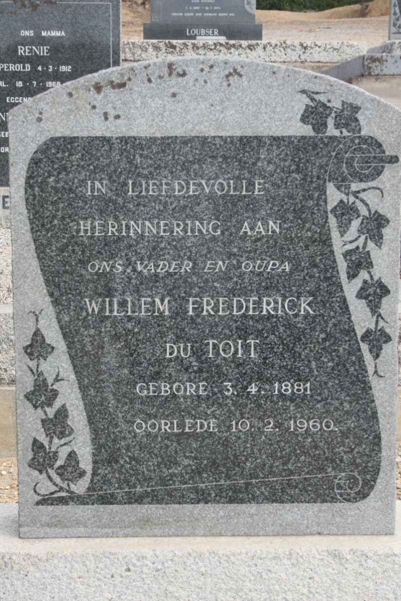 TOIT Willem Frederick, du 1881-1960