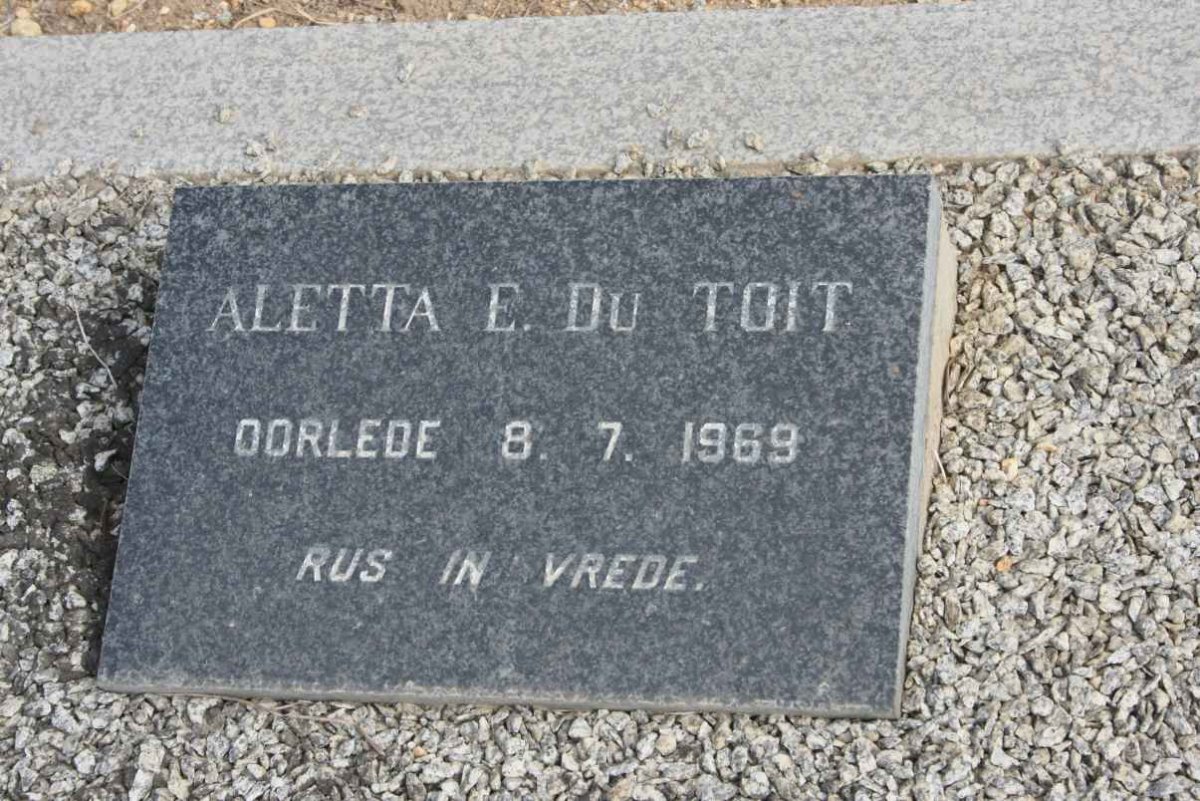 TOIT Aletta E., du -1969