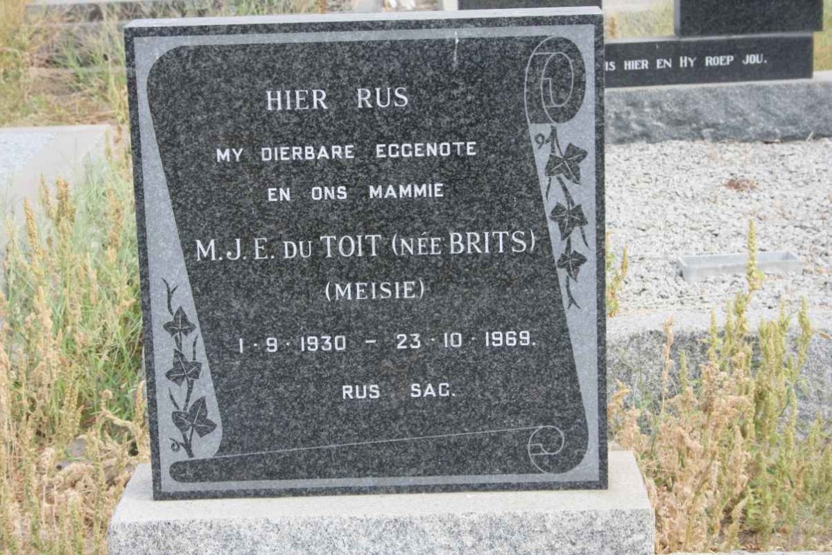 TOIT M.J.E. nee BRITS, du 1930-1969