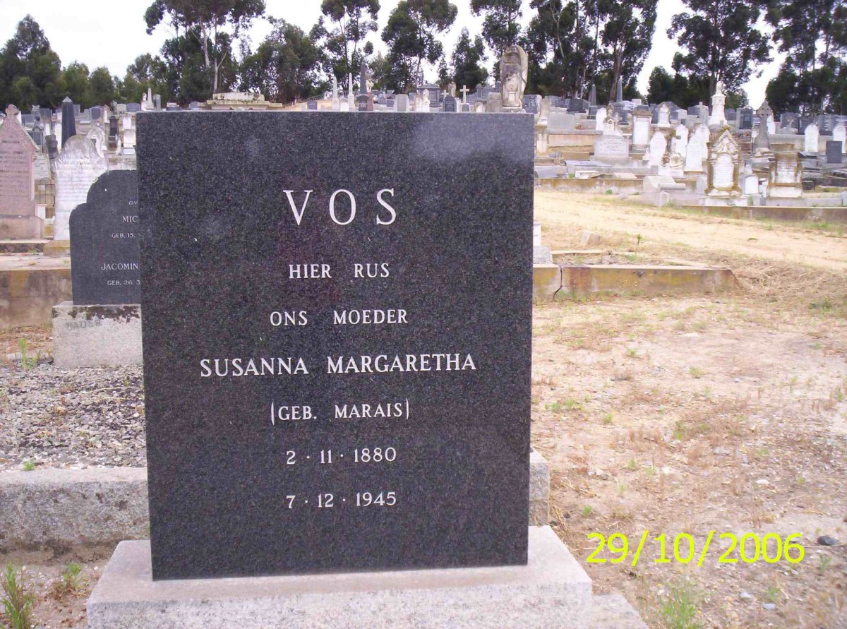 VOS Susanna Margaretha neé MARAIS 1880-1945