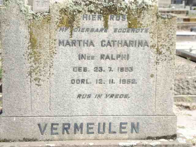 VERMEULEN Martha Catharina nee RALPH 1893-1952