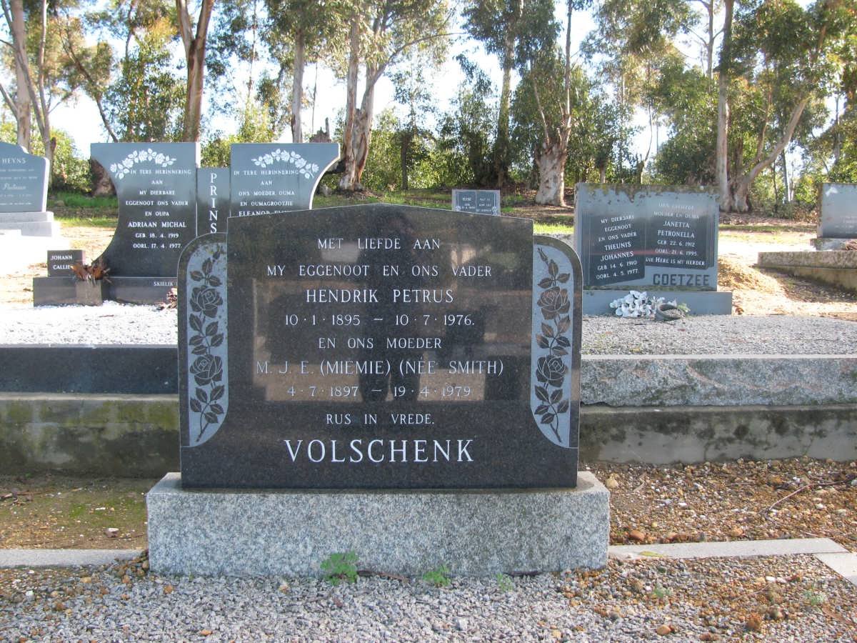VOLSCHENK Hendrik Petrus 1895-1976 &amp; M.J.E. SMITH 1897-1979