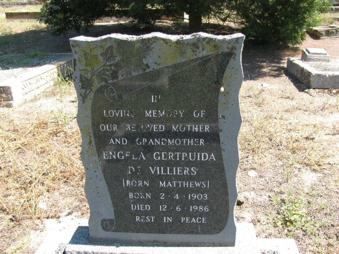VILLIERS Engela Gertruida, de nee MATHEWS 1903-1986 