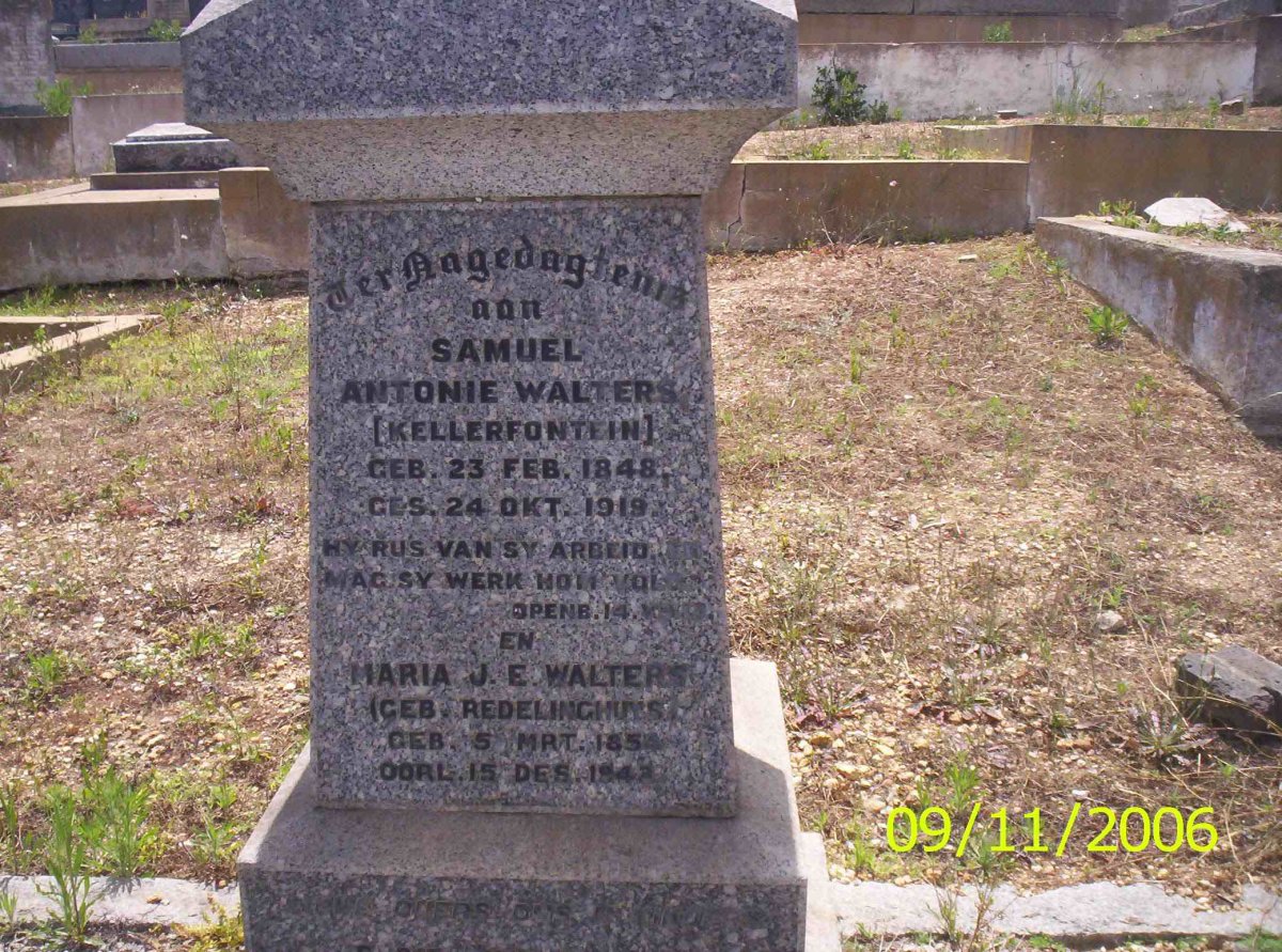 WALTERS Samuel Antonie 1848-1919 &amp; Maria J.E. REDELINGHUYS 1854-1942