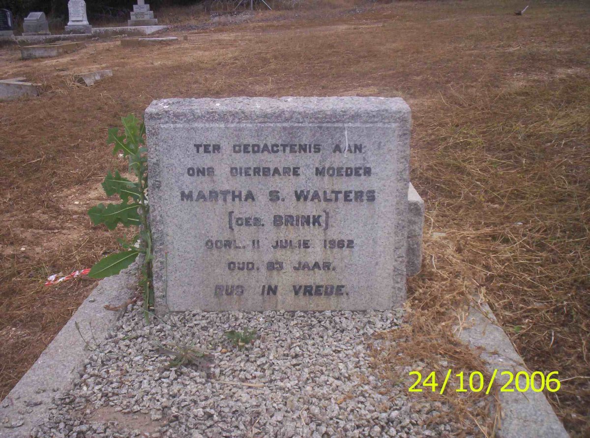 WALTERS Martha S. neé BRINK -1962