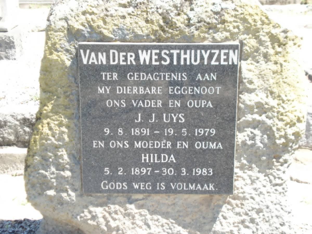 WESTHUIZEN J.J. Uys, van der 1891-1979 &amp; Hilda 1897-1983