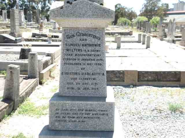 WALTERS Samuel Antonie 1875-1930 &amp; Christina Margaretha ALBERTYN 1875-1957