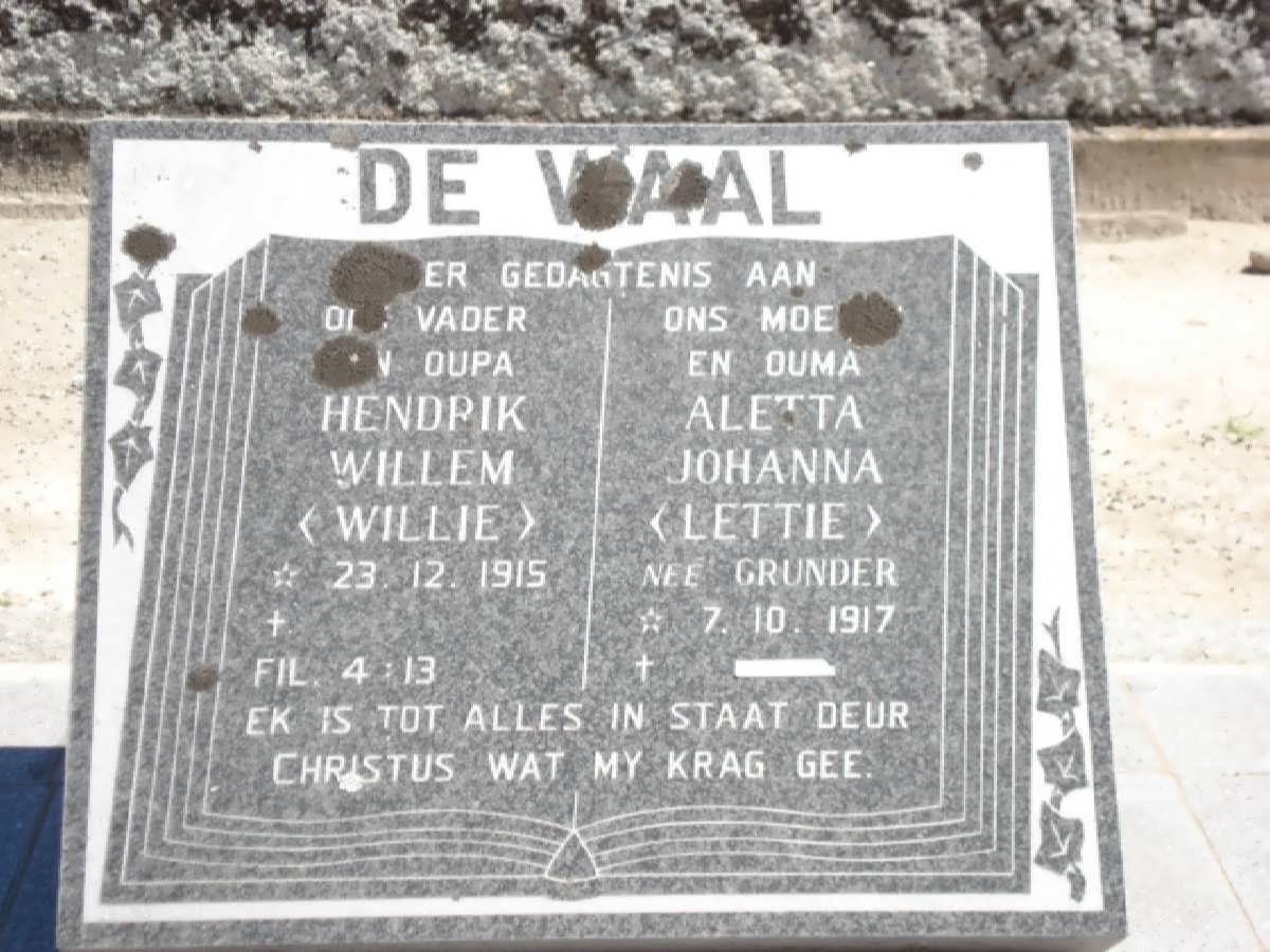 WAAL Hendrik Willem, de 1915- &amp; Aletta Johanna GRUNDER 1917-