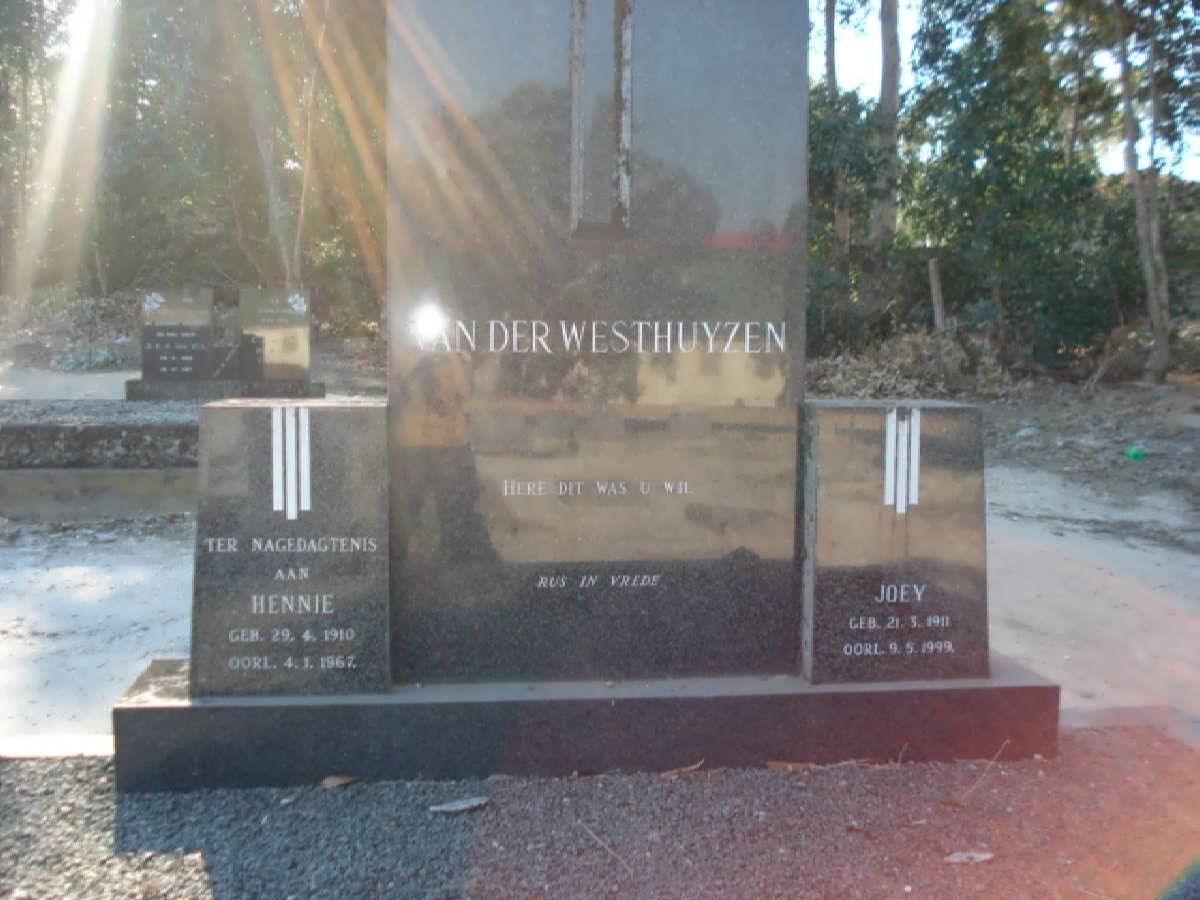 WESTHUIZEN Hennie, van der 1910-1967 &amp; Joey 1911-1999