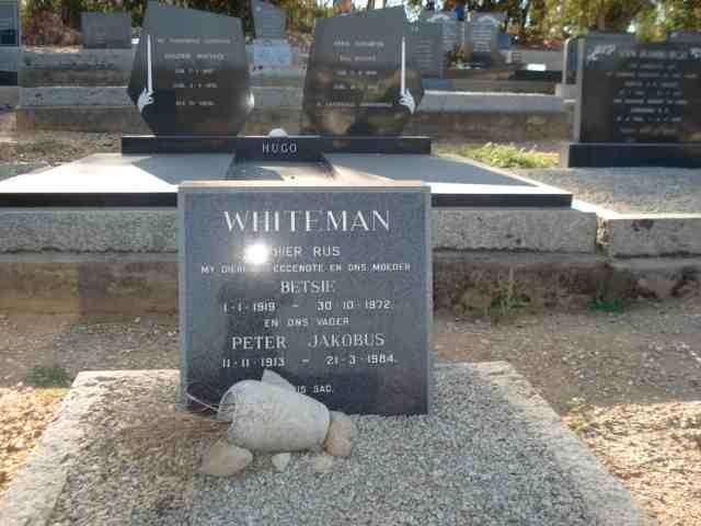 WHITEMAN Petrus Jacobus 1913-1984 &amp; Betsie 1919-1972