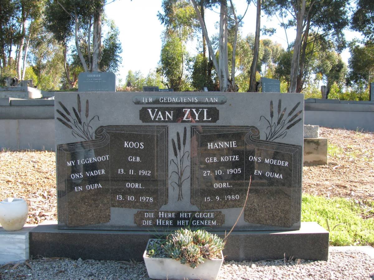 ZYL Koos, van 1912-1978 &amp; Hannie KOTZE 1905-1980