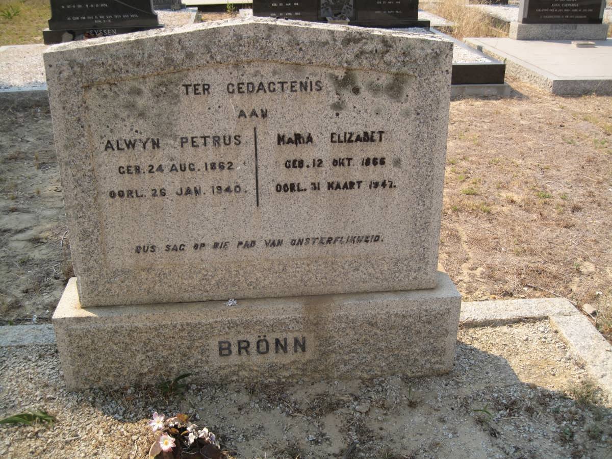 BRÖNN Alwyn Petrus 1862-1940 &amp; Maria Elizabet 1866-1947