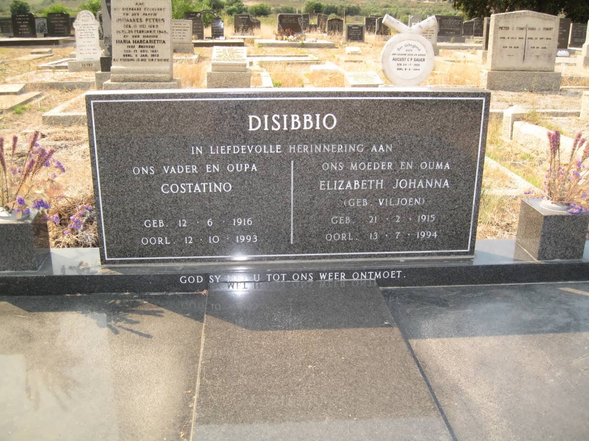DISIBBIO Costatino 1916-1993 &amp; Elizabeth Johanna VILJOEN 1915-1994