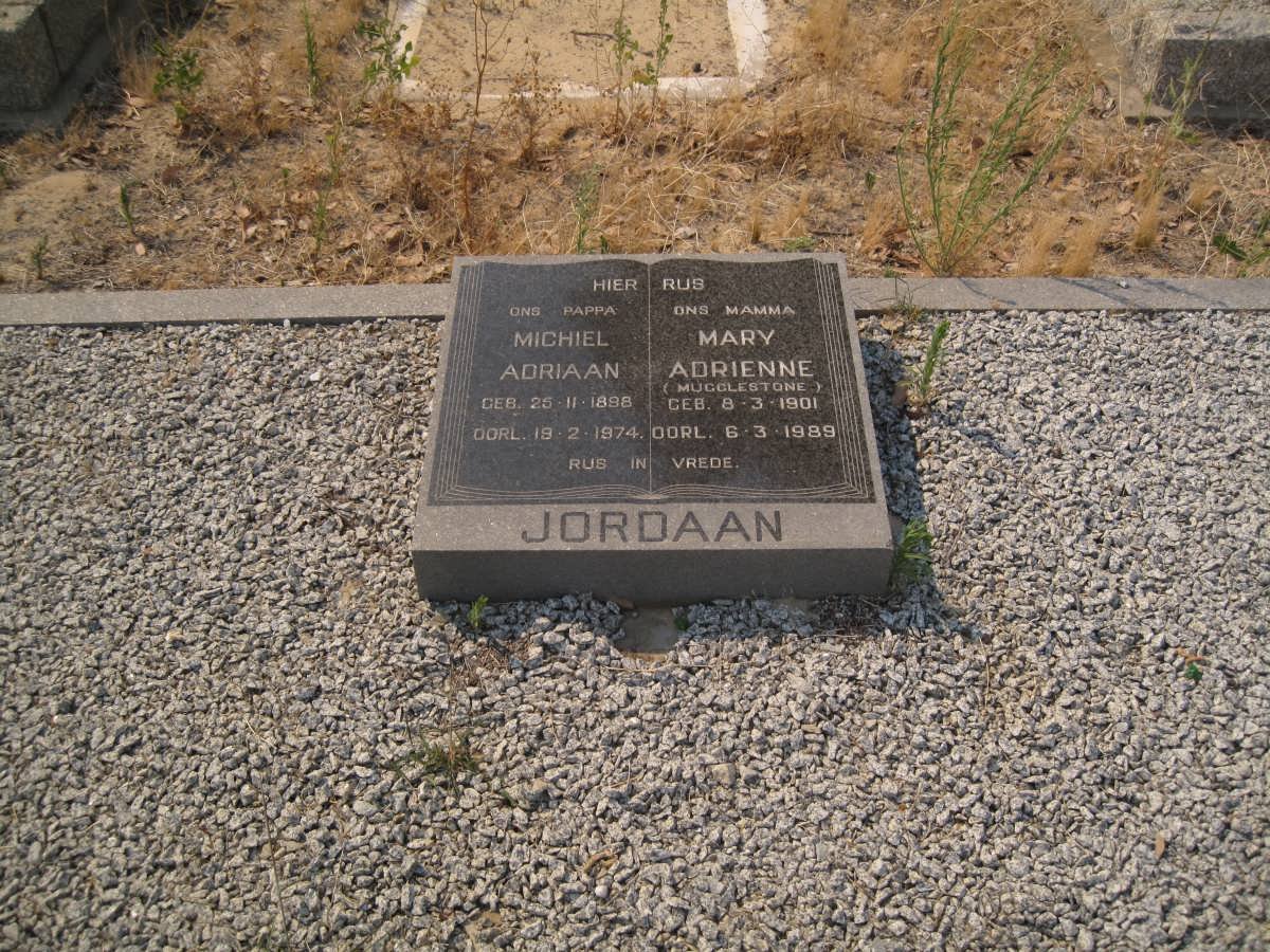JORDAAN Michiel Adriaan 1898-1974 &amp; Mary Adrienne MUGGLESTONE 1901-1989