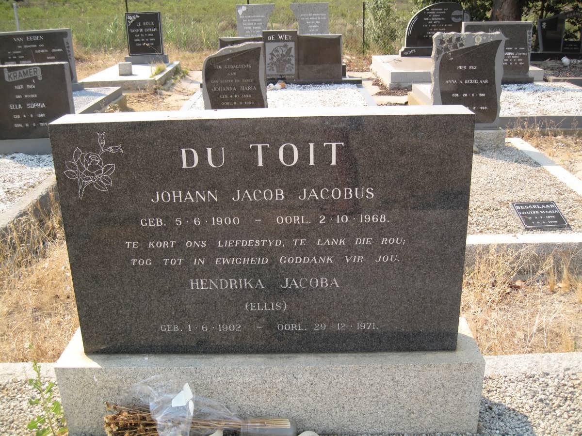 TOIT Johann Jacob Jacobus, du 1900-1968 &amp; Hendrika Jacoba ELLIS 1902-1971