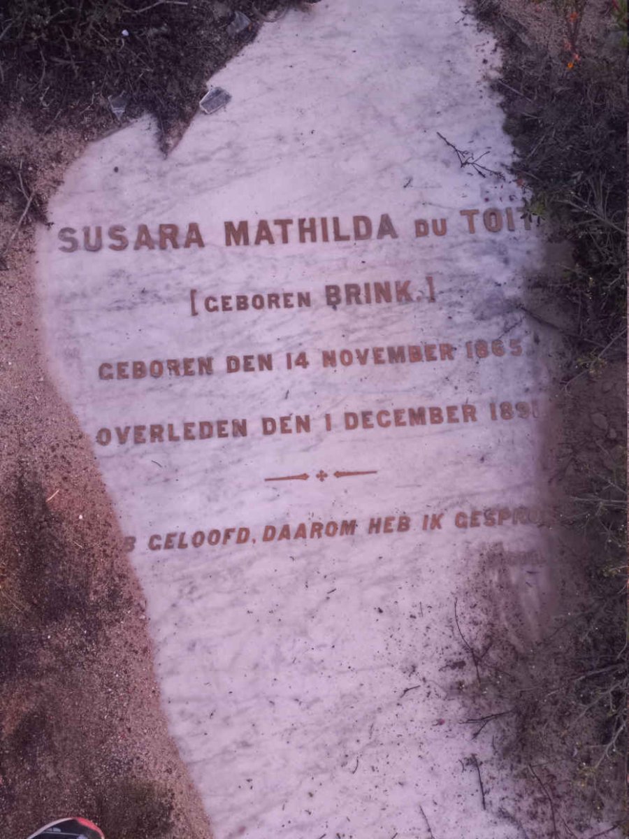 TOIT Susara Mathilda, du nee BRINK 1865-1891