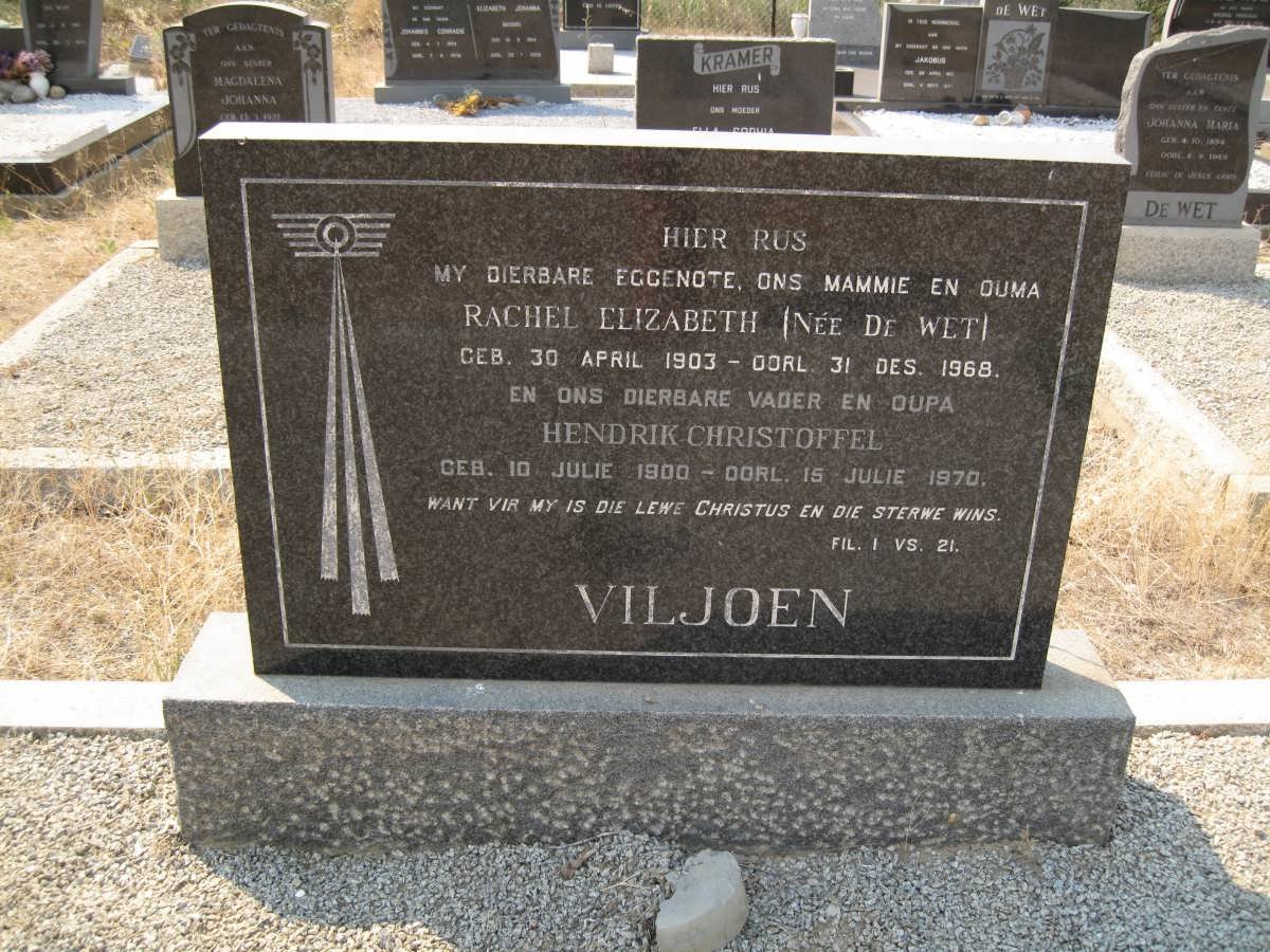 VILJOEN Hendrik Christoffel 1900-1970 &amp; Rachel Elizabeth DE WET 1903-1968