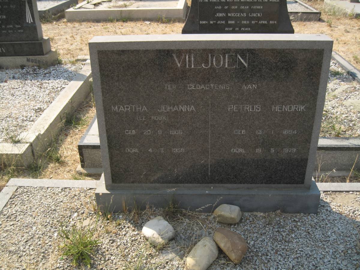 VILJOEN Petrus Hendrik 1894-1979 &amp; Martha Johanna LE ROUX 1906-1959