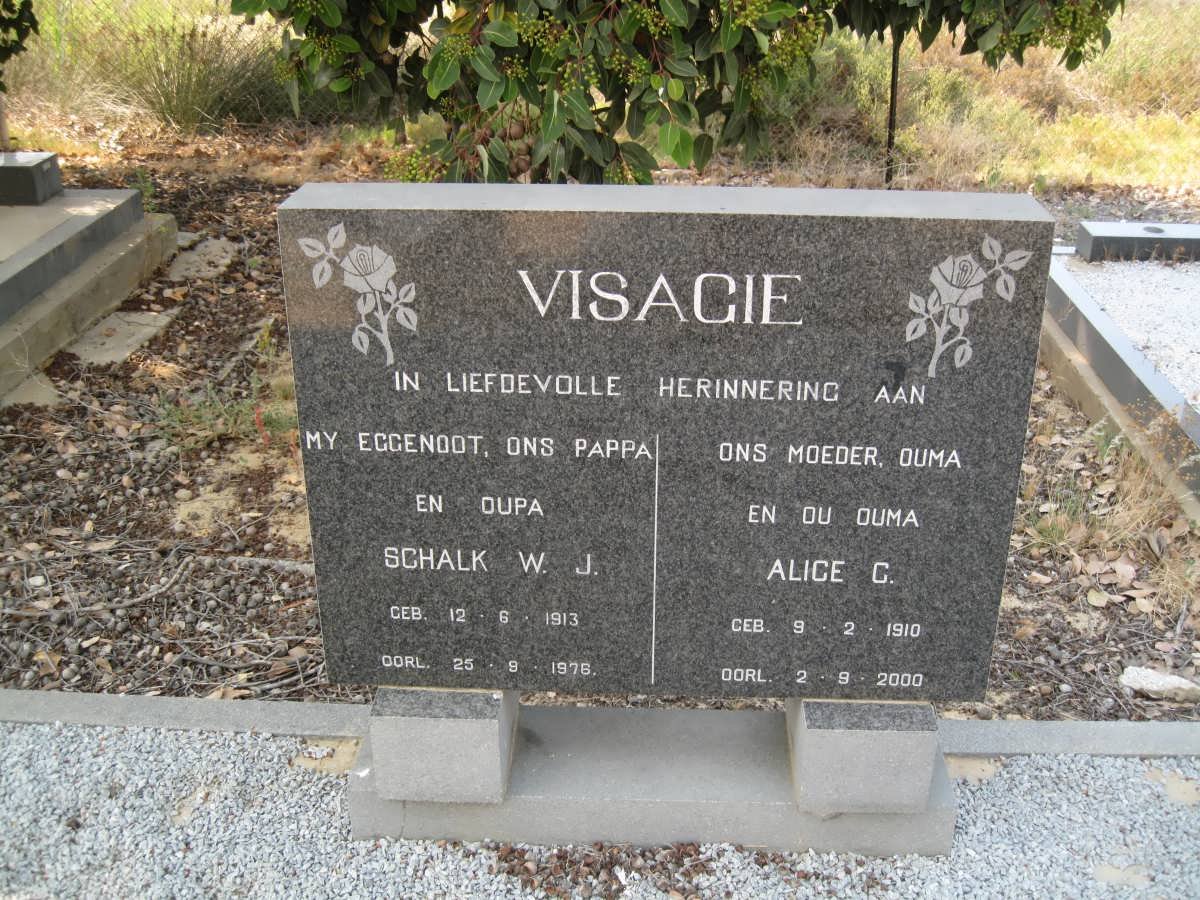 VISAGIE Schalk W.J. 1913-1976 &amp; Alice G. 1910-2000