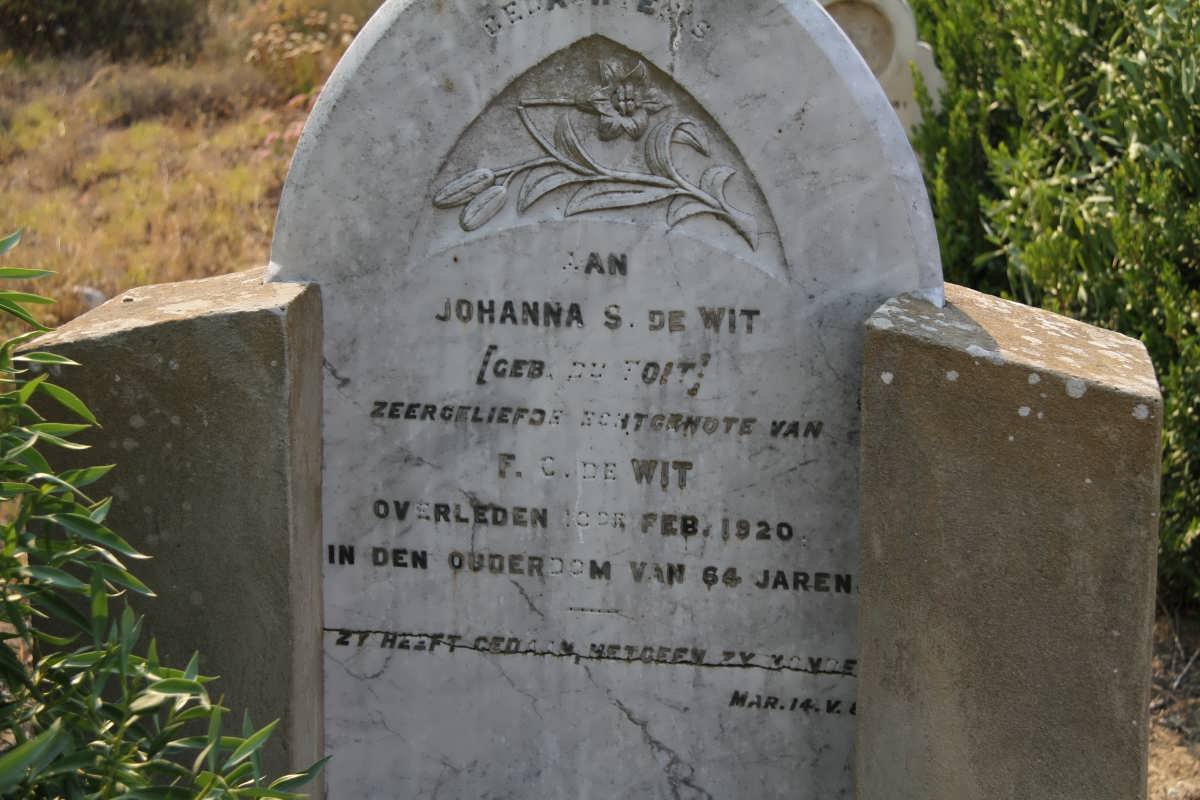 WIT Johanna S., de nee DU TOIT -1920