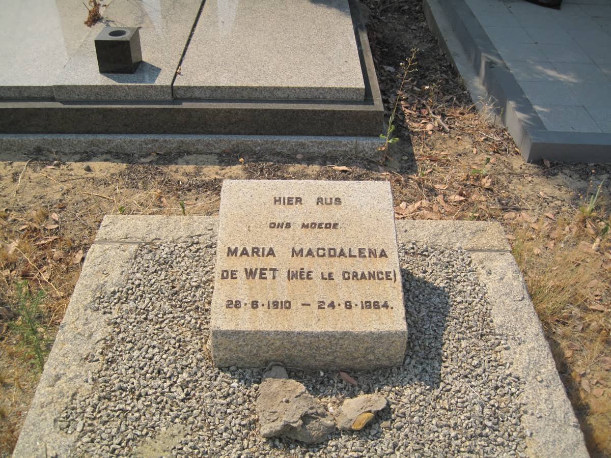 WET Maria Magdalena, de nee LE GRANGE 1910-1964