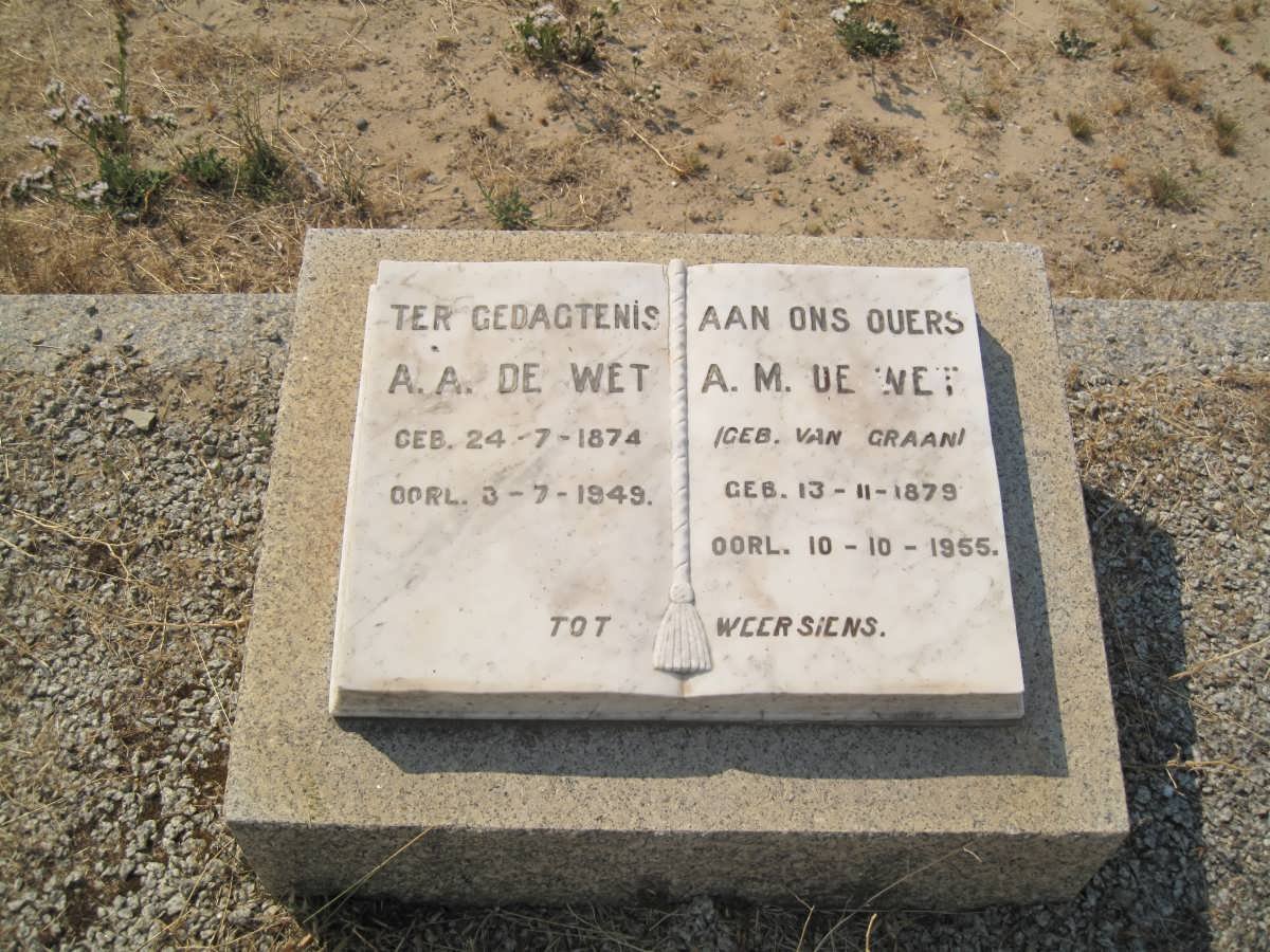 WET A.A., de 1874-1949 &amp; A.M. VAN GRAAN 1879-1955