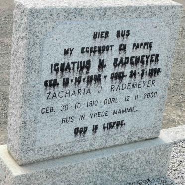 RADEMEYER Ignatius M. 1902-1969 &amp; Zacharia J. 1910-2000