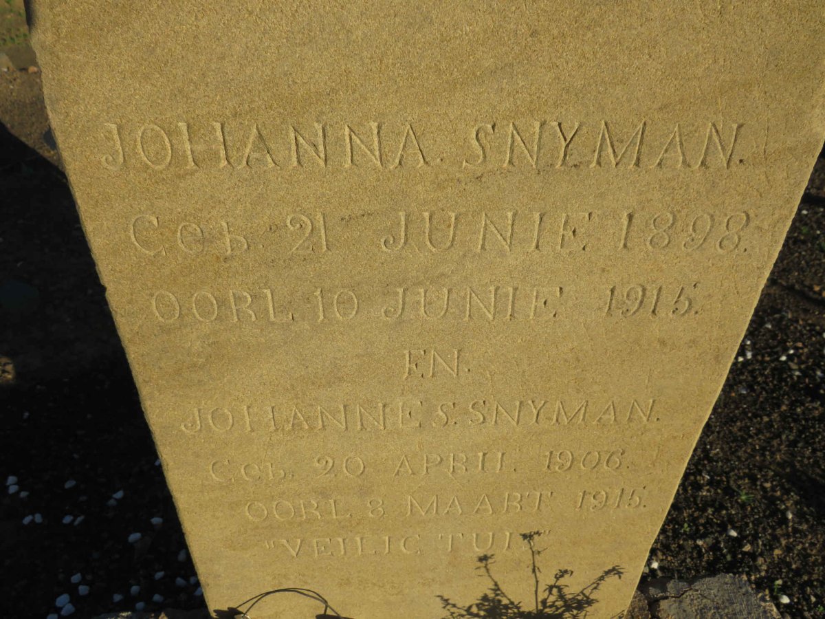SNYMAN Johanna 1898-1915 :: SNYMAN Johannes 1906-1915