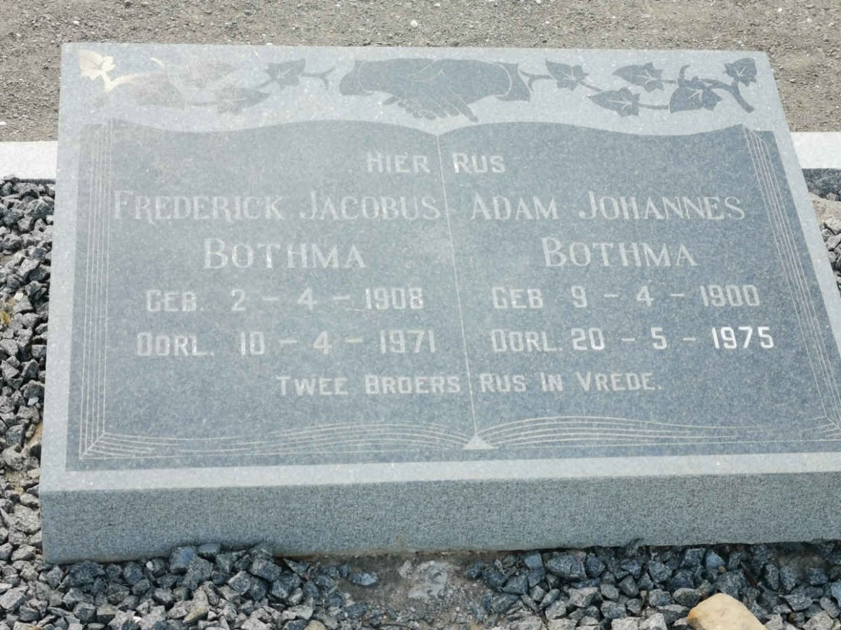 BOTHMA Frederick Jacobus 1908-1971 :: BOTHMA Adam Johannes 1900-1975