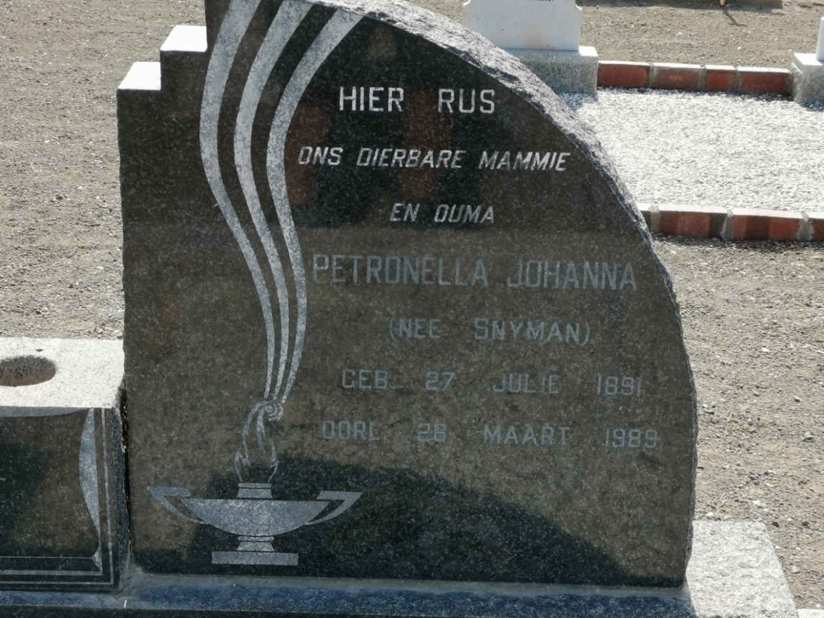 SOLMS Petronella Johanna nee SNYMAN 1891-1989