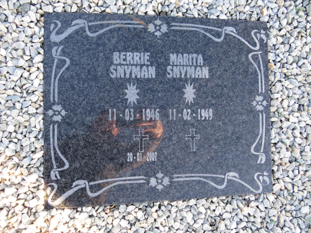 SNYMAN Berrie 1946-2007 & Marita 1949-
