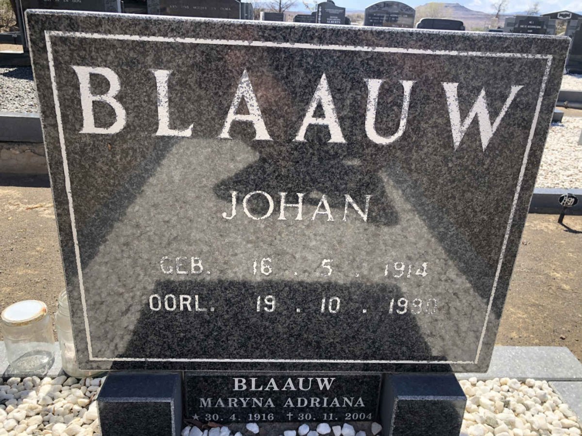 BLAAUW Johan 1914-1990 &amp; Maryna Adriana 1916-2004