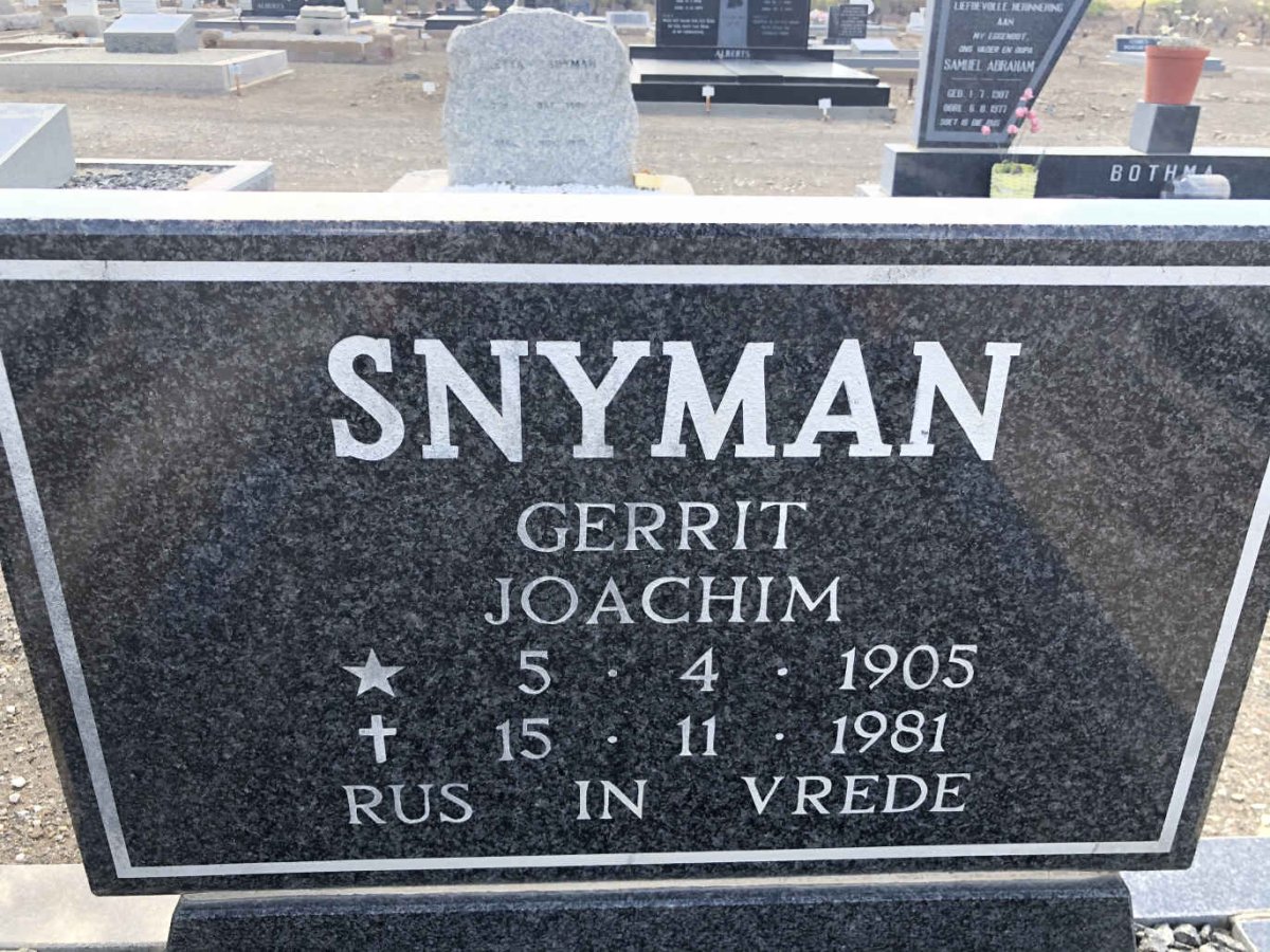 SNYMAN Gerrit Joachim 1905-1981