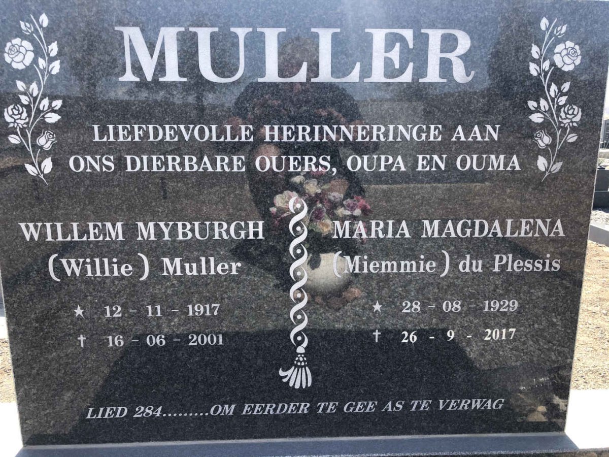 MULLER Willem Myburgh 1917-2001 &amp; Maria Magdalena DU PLESSIS 1929-2017